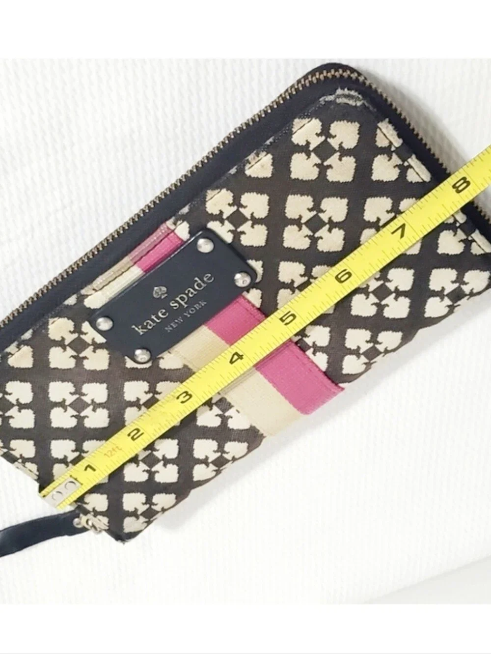 Kate Spade Nada Signature Canvas Wallet Black Pink Stripe